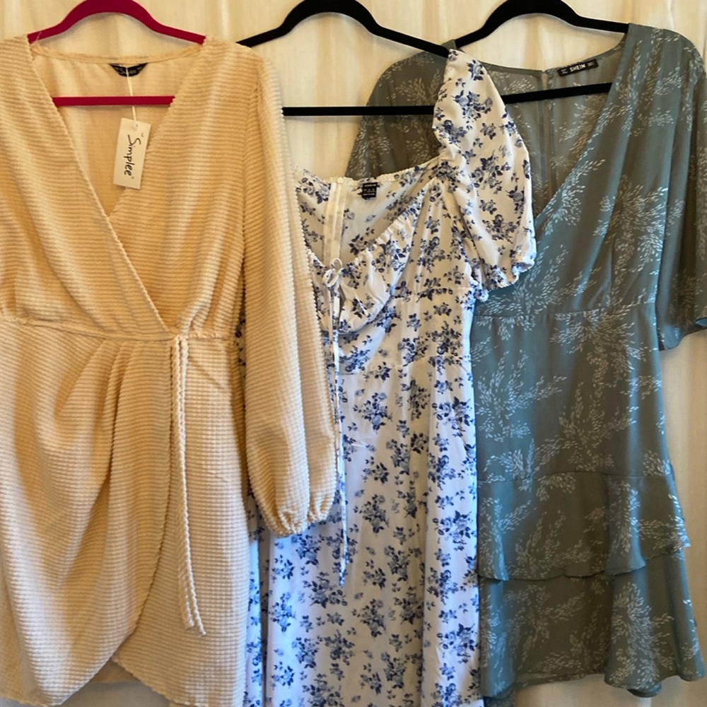3 New Shein dresses! Brand new never worn. Two mini and one midi dress.